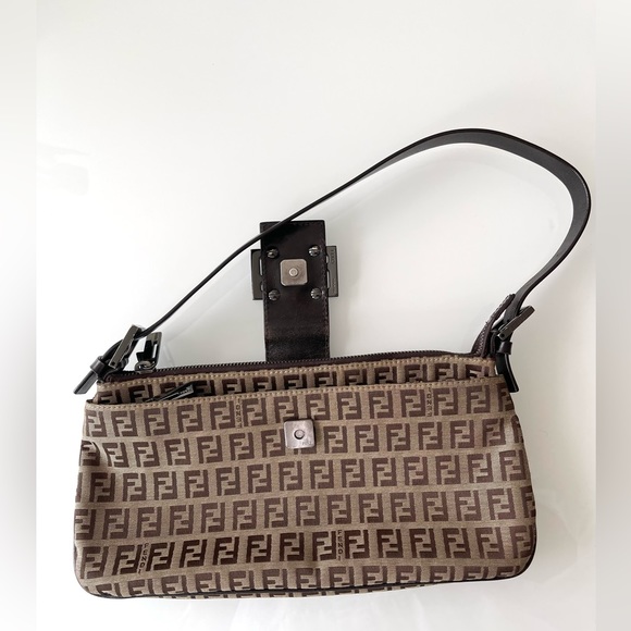 FENDI Zucchino Baguette Shoulder Bag - Picture 13 of 17